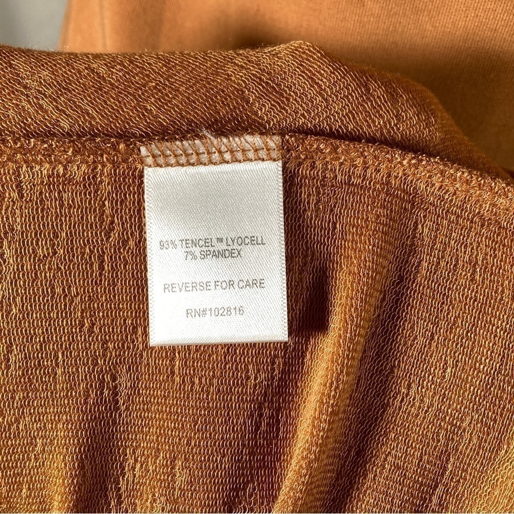 NWT Garnet Hill tencel mustard yellow ruched front midi dress - Picture 8 of 9